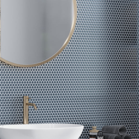 Denim Blue 12 x 12 Matte Porcelain Mosaic Tile