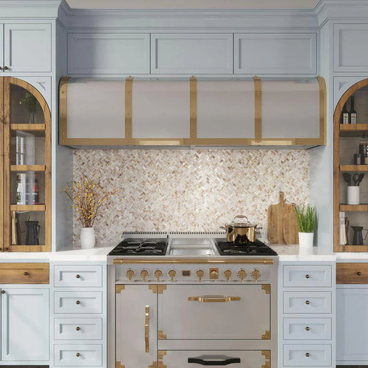 White, Beige 11 x 11 Polished Shell, Mother of Pearl Mosaic Tile - Sample